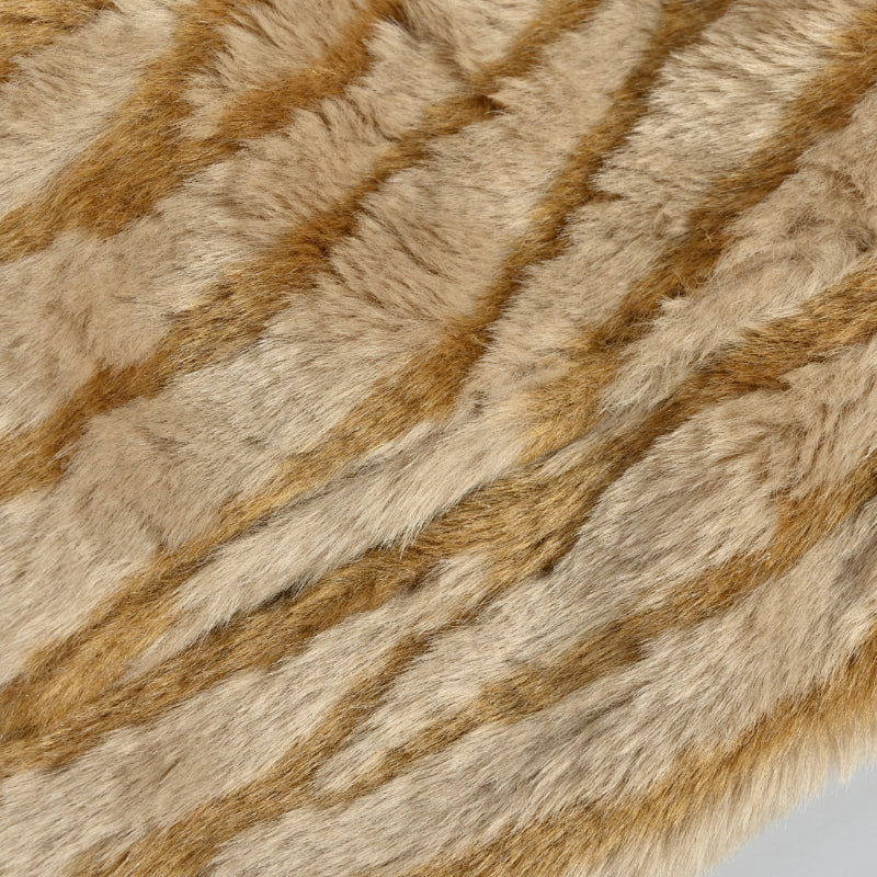 Louis Vuitton Tonal Logo Faux Mink Stripe Hooded Zip Jacket – Camel