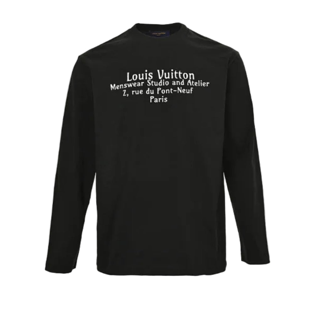 LV Brushstroke Logo Long Sleeve T-Shirt - Black